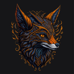 Obraz premium Fox head emblem vintage ornamental design. Medieval logo. Print design. t-shirt design.
