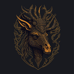 Giraffe head emblem vintage ornamental design. Medieval logo. Print design. t-shirt design.