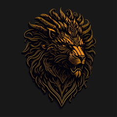 Lion head emblem vintage ornamental design. Medieval logo. Print design. t-shirt design.