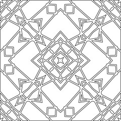 Monochrome ornamental texture with smooth linear shapes, zigzag lines, lace pattern.Abstract geometric black and white pattern for web page, textures, card, poster, fabric, textile.