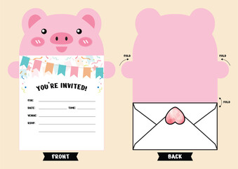 Pig Themed Blank Invitation Card