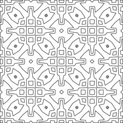 
 Monochrome ornamental texture with smooth linear shapes, zigzag lines, lace pattern.Abstract geometric black and white pattern for web page, textures, card, poster, fabric, textile.