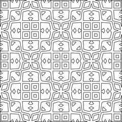 
 Monochrome ornamental texture with smooth linear shapes, zigzag lines, lace pattern.Abstract geometric black and white pattern for web page, textures, card, poster, fabric, textile.