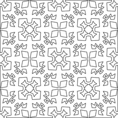 
 Monochrome ornamental texture with smooth linear shapes, zigzag lines, lace pattern.Abstract geometric black and white pattern for web page, textures, card, poster, fabric, textile.