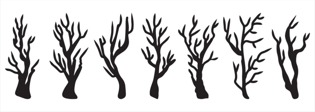 Three trunk silhouette set vector illustration