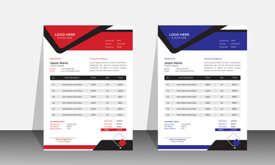 Creative Red and Blue Invoice template for business