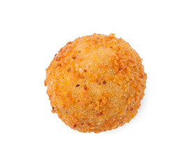 Delicious fried tofu ball on white background, top view