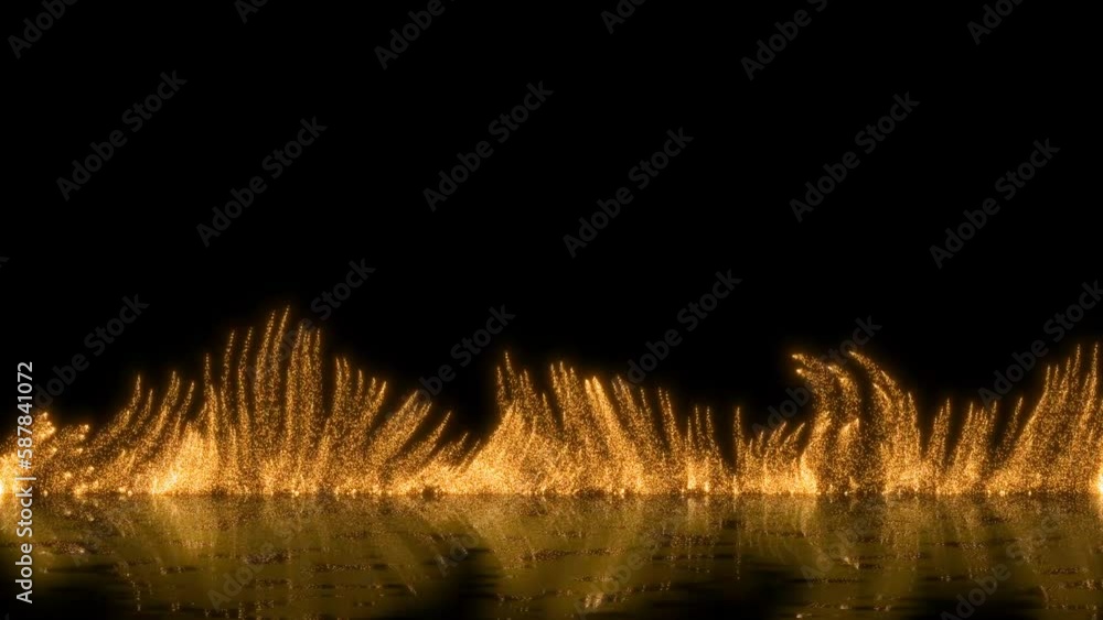 Poster beautiful abstract background of glowing dots on a black background. glowing dots flying up. reflect