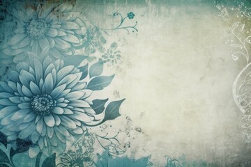 blue and white flower on a grungy background. Generative AI