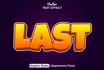 last text effect with editable orange graphic style.