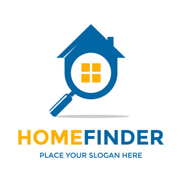 Home finder vector logo template. This design use home and magnifying glass symbol.