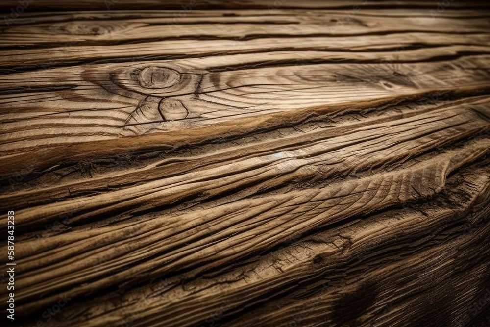 Poster detailed close up view of a wooden surface with visible textures and patterns. Generative AI