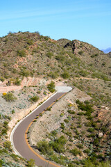 Access service road and hiking trails at foothills of North mountain park in Phoenix, Arizona
