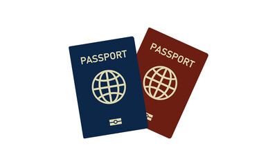 Passports vector icon, Red and blue international passport icon for web and mobile app