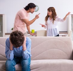Fototapeta premium Family conflict with husband and wife and child