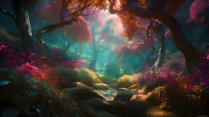 Fototapeta na wymiar Step into a world of enchantment and wonder with a stunning, hyper-realistic image of nature that captures the essence of its magical beauty. Created using generative AI. 