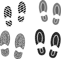 set of Shoe print - black vector icon on white background..eps