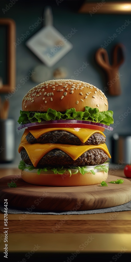 Aufkleber Sandwich on the counter, view from the front Generative AI