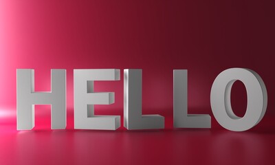 Hello text. Isolated poster in cartoon design. 3d rendering.  © adobedesigner