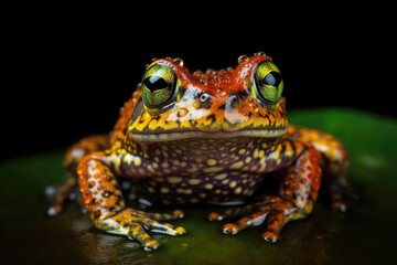 Naklejka premium frog on a black background