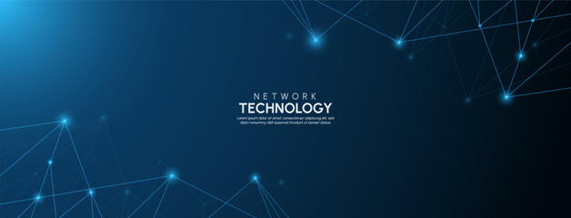 Abstract lines and dots connect background. Technology connection digital data and big data concept.