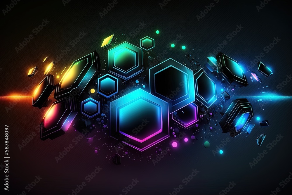 Poster background of futuristic sci-fi sci-tech lights forming interesting forms generative ai