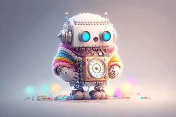Cute Robot in Award-Winning Christmas Costume with Diamond-Encrusted Accessories: A Cinematic and Detailed 8K Shot by Marcin Nagraba and Rebecca M, Generative ai - obrazy, fototapety, plakaty