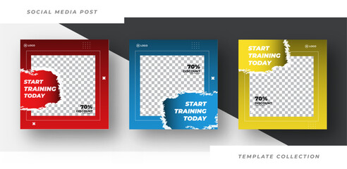 Naklejka premium fitness instagram posts collection Fitness gym social media post instagram square banner design template