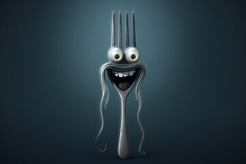 fork with a humorous facial expression. Generative AI