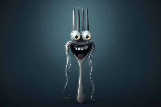fork with a humorous facial expression. Generative AI