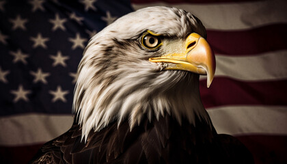 Majestic bald eagle, symbol of American pride generated by AI