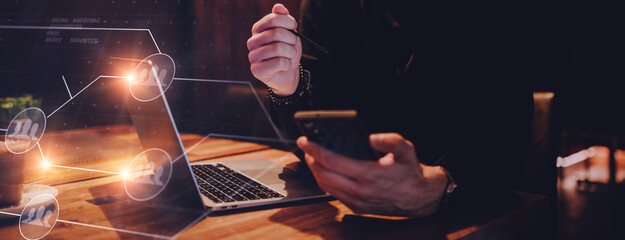 Big data management, digital technology, software development concept. Computer programmer,...