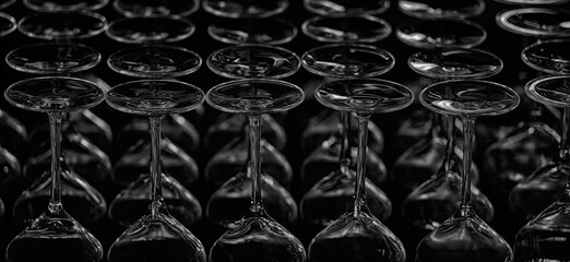 black and white glasses in the restaurant wine poster photo