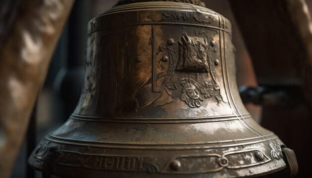 Ancient bell decoration echoes spirituality and history generated by AI
