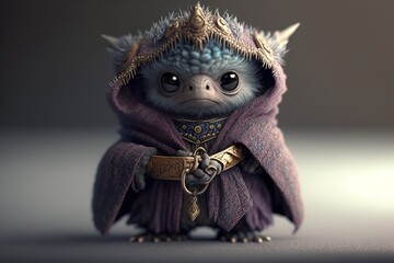 Meet the Cute Monster in Diamond-Encrusted Robe: Highly Detailed Cinematic Shot in 8K by Marcin Nagraba and Rebecca Millen on White Background, Generative ai - obrazy, fototapety, plakaty