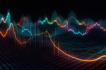A stylized visualization of financial data with flowing lines and gradients. created using Generative Ai