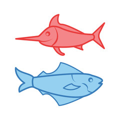fish, icon, color, vector, illustration, desing, logo, teplate, flat,style