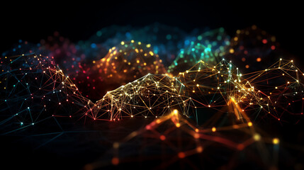 Fototapeta premium Circuit board and colourful data. Generative AI.