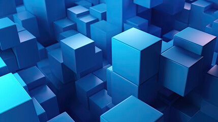 abstract blue cubes background ai generative