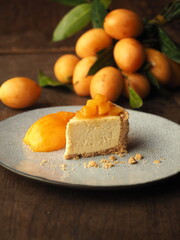 fresh Mayongchid, Plango or sweet Marian plum cheesecake on plate
