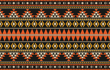 Ikat geometric folklore ornament. Tribal ethnic vector texture. Seamless striped pattern in Aztec style. Figure tribal embroidery. Indian, Scandinavian, Gypsy, Mexican, folk pattern. Boho chic design.