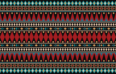 Ikat geometric folklore ornament. Tribal ethnic vector texture. Seamless striped pattern in Aztec style. Figure tribal embroidery. Indian, Scandinavian, Gypsy, Mexican, folk pattern. Boho chic design.