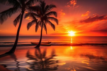 Naklejka na ściany i meble Sunset Serenade: Reflections of Fire and Beauty in Hawaii 10