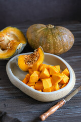 slices of  pumpkin  in plate