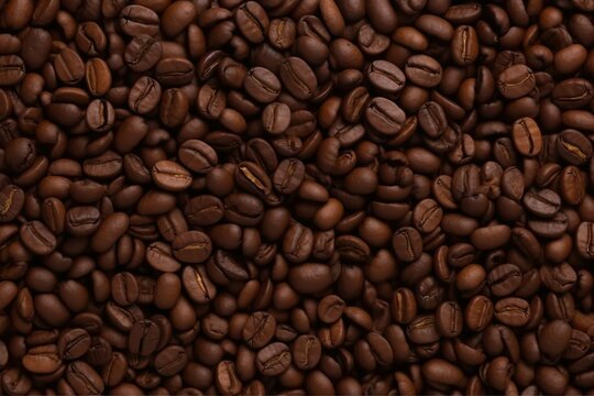 Dark coffee bean background. AI-generated images