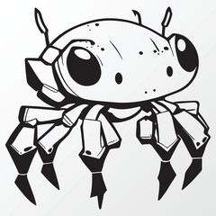 Cartoon crab robot character sketch in anime style