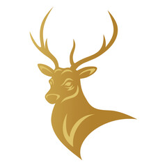 Gold Deer Golden Stag Logo Design Mascot Vector 