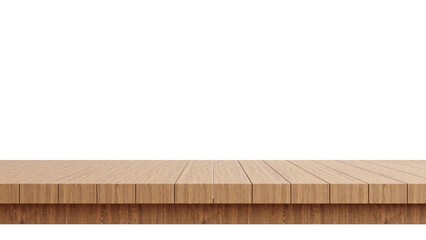 Wooden table top isolated on transparent background 3d rendering png