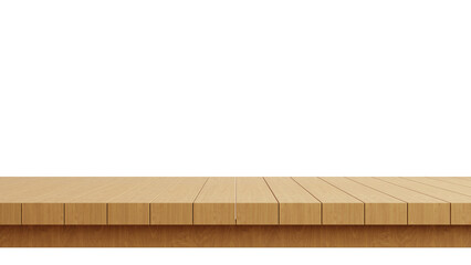 Wooden table top isolated on transparent background 3d rendering png