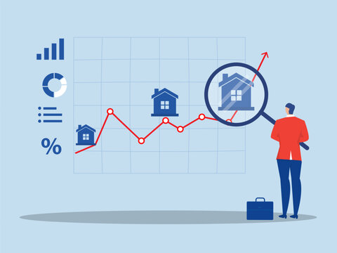 Business in real estate or housing price rising up concept vector illustrator
